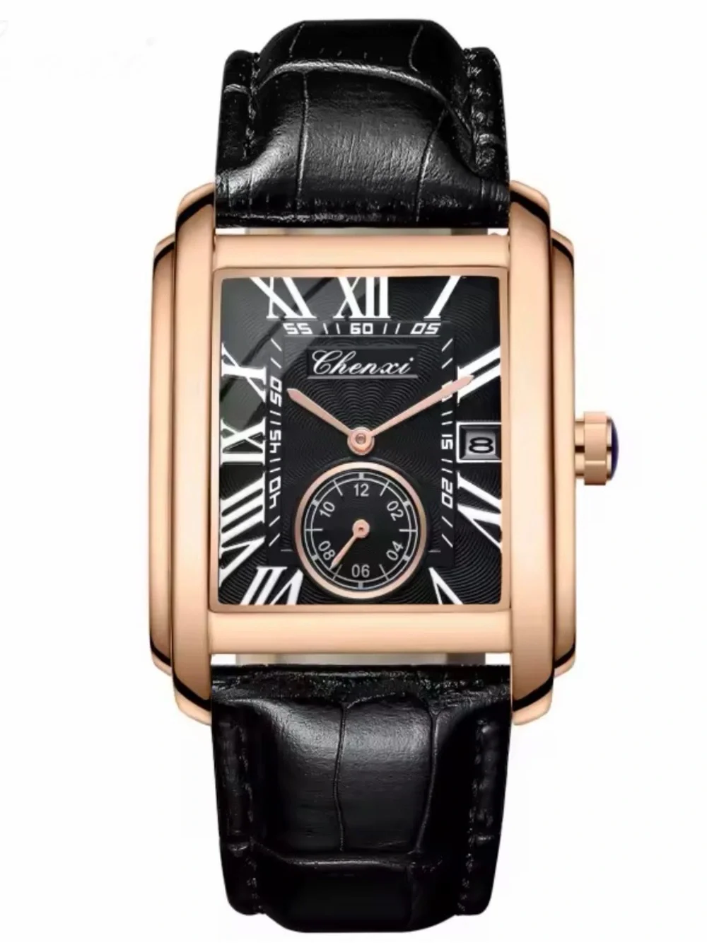 Men’s Rose Gold Case Black Dial Dress Watch